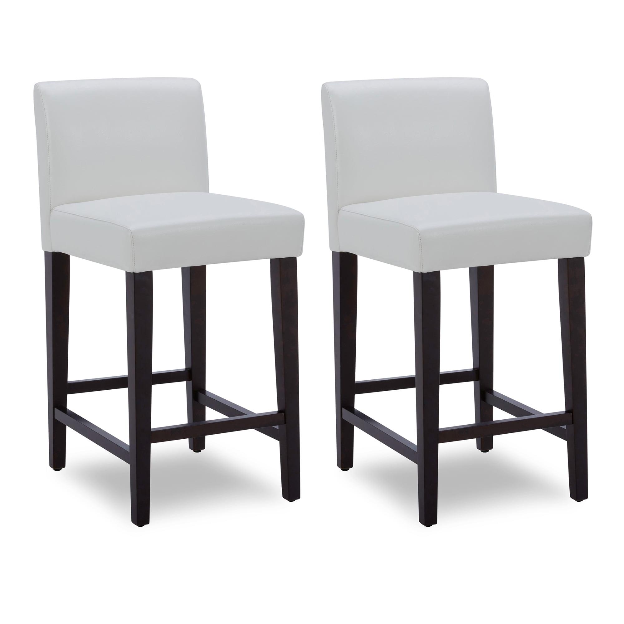 CHITA 25 inch Bar Stools Set of 2, Faux Leather in White