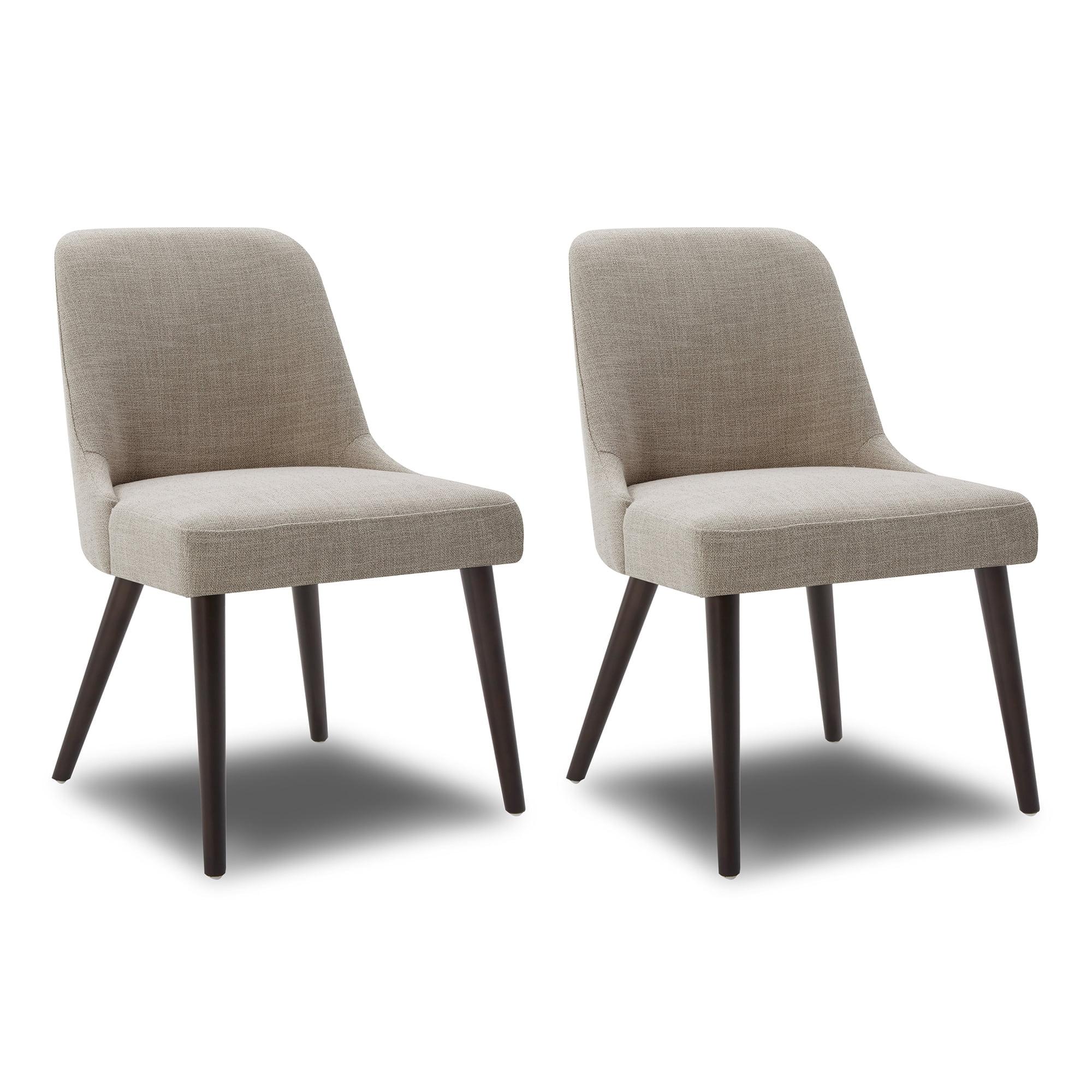 CHITA Modern Fabric Upholstered Kitchen & Dining Room Chairs Set of 2, Wood Legs, Flax Beige