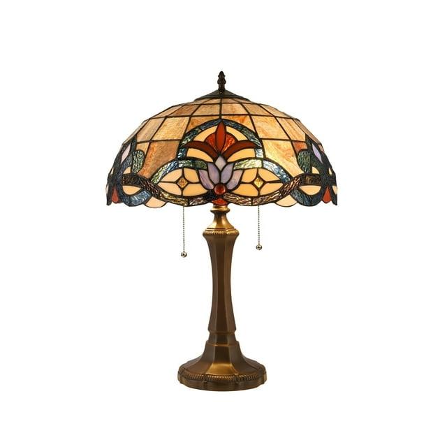 Chloe Lighting Ellington Tiffany-style Dark Bronze 2 Light Victorian Table Lamp 16inch Shade