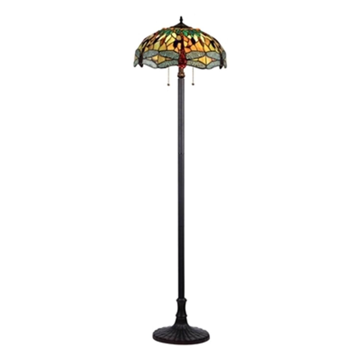 Empress Tiffany-Style Stained Glass Dragonfly Floor Lamp