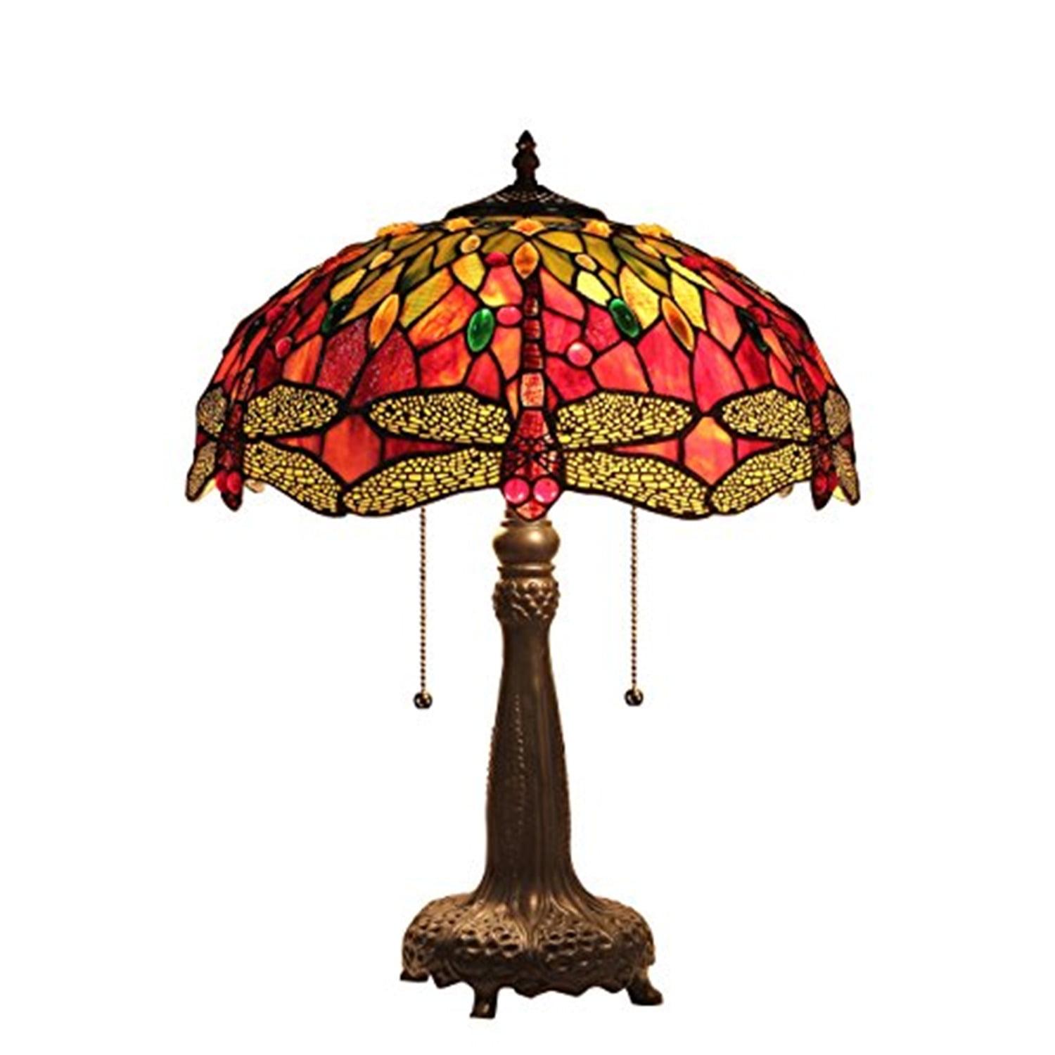 Chloe Lighting "Empress" Tiffany-Style Dragonfly 2 Light Table Lamp 16 Inch Shade