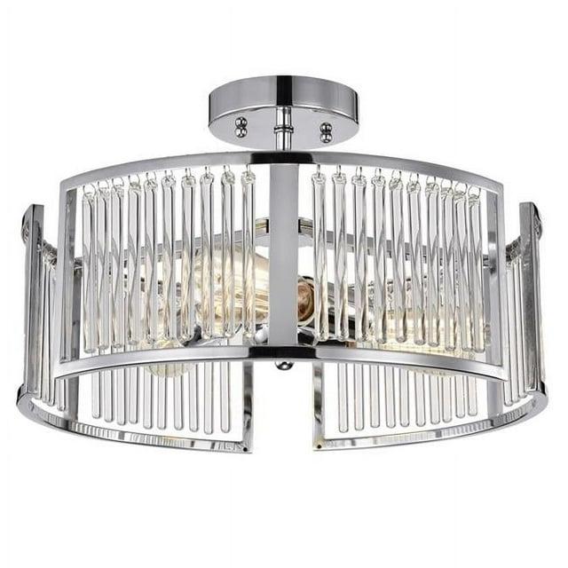 Chloe Lighting Frey Transitional 3 Light Chrome Semi-Flush Ceiling Fixture 16"Wide