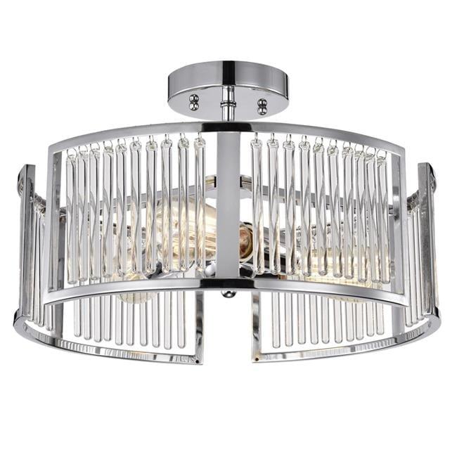 Transitional 3-Light Chrome Crystal Drum Ceiling Light 16" Wide