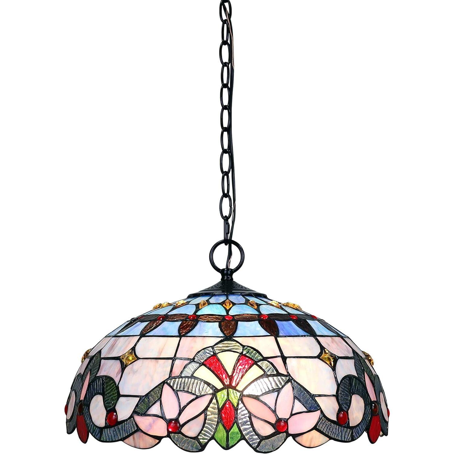 Chloe Lighting Grenville Tiffany-Style 2 Light Victorian Ceiling Pendant Fixture 18`` Shade