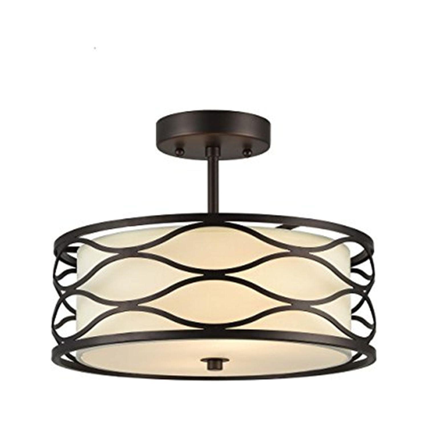 Transitional 13" Round Oil Rubbed Bronze Glass Wall Mount Light