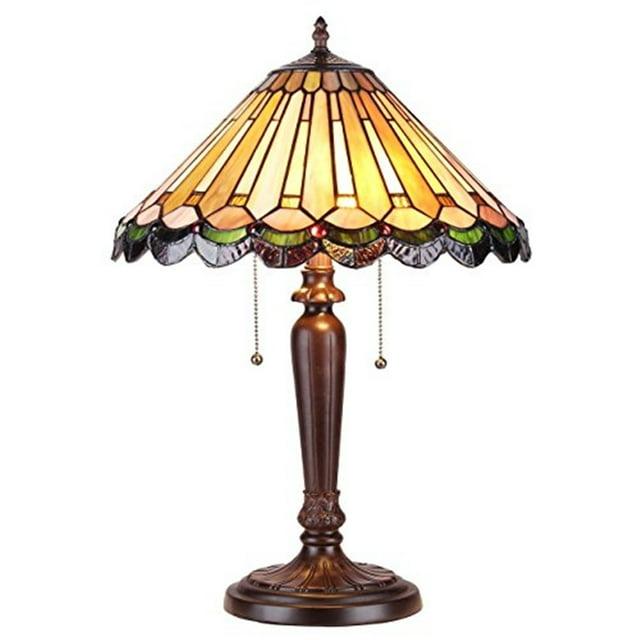 Chloe Lighting Inez Tiffany-style 2 Light Mission Table Lamp 16" Shade