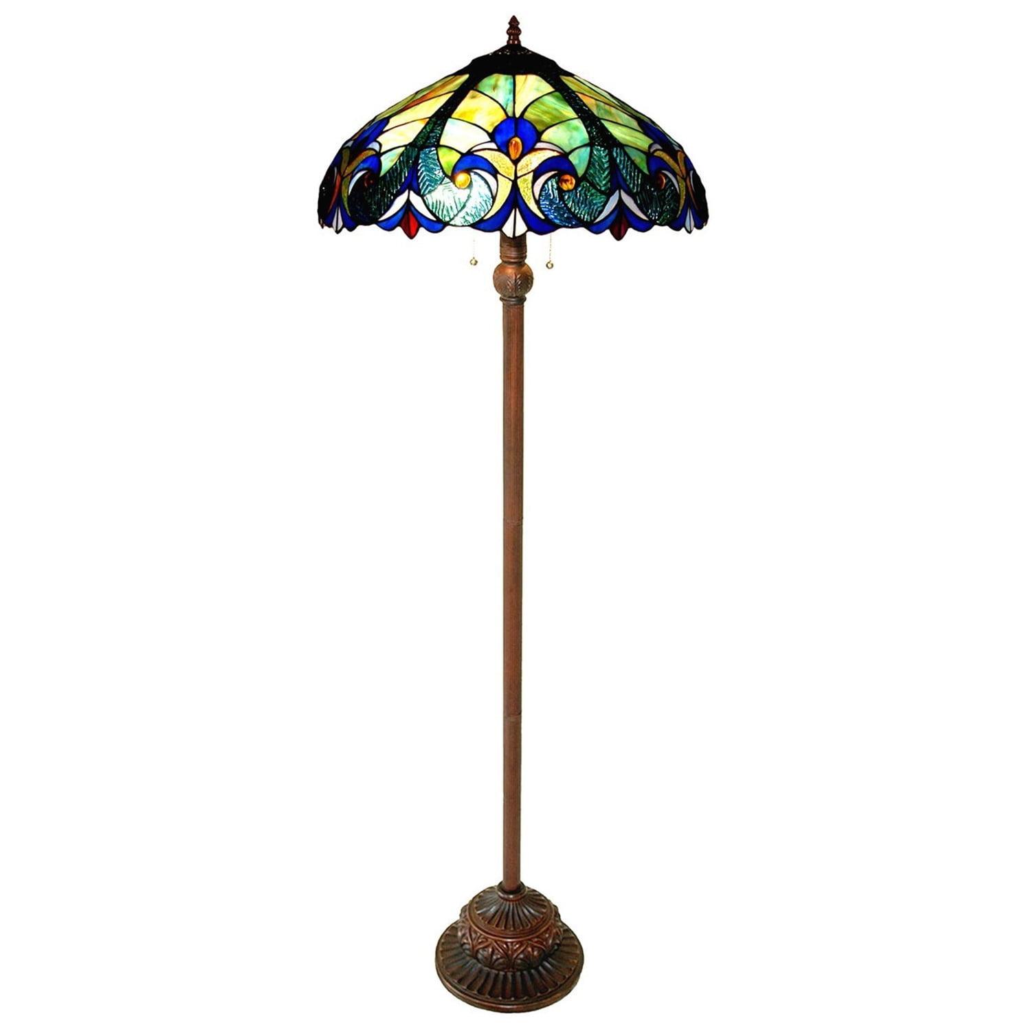 Eloise 62'' Victorian Bronze Floor Lamp with Multicolor Stained Glass