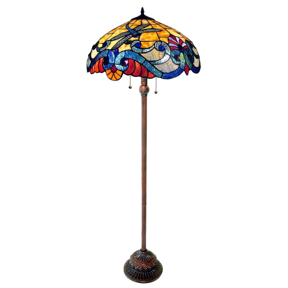 Elegant Blue Stained Glass Dragonfly Floor Lamp, 63" Height