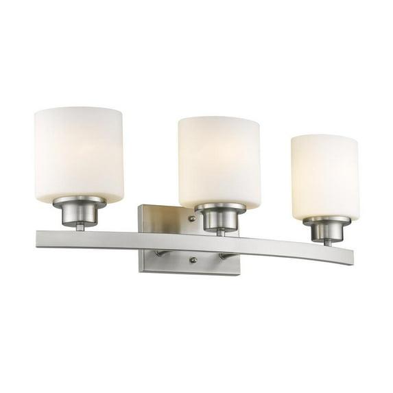 Chloe Lighting Aaliyah Contemporary 3 Light Brushed Nickel Bath Vanity Light Opal White Glass 23" Wide