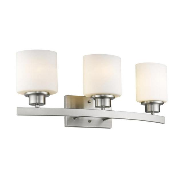 Chloe Lighting Aaliyah Contemporary 3 Light Brushed Nickel Bath Vanity Light Opal White Glass 23" Wide