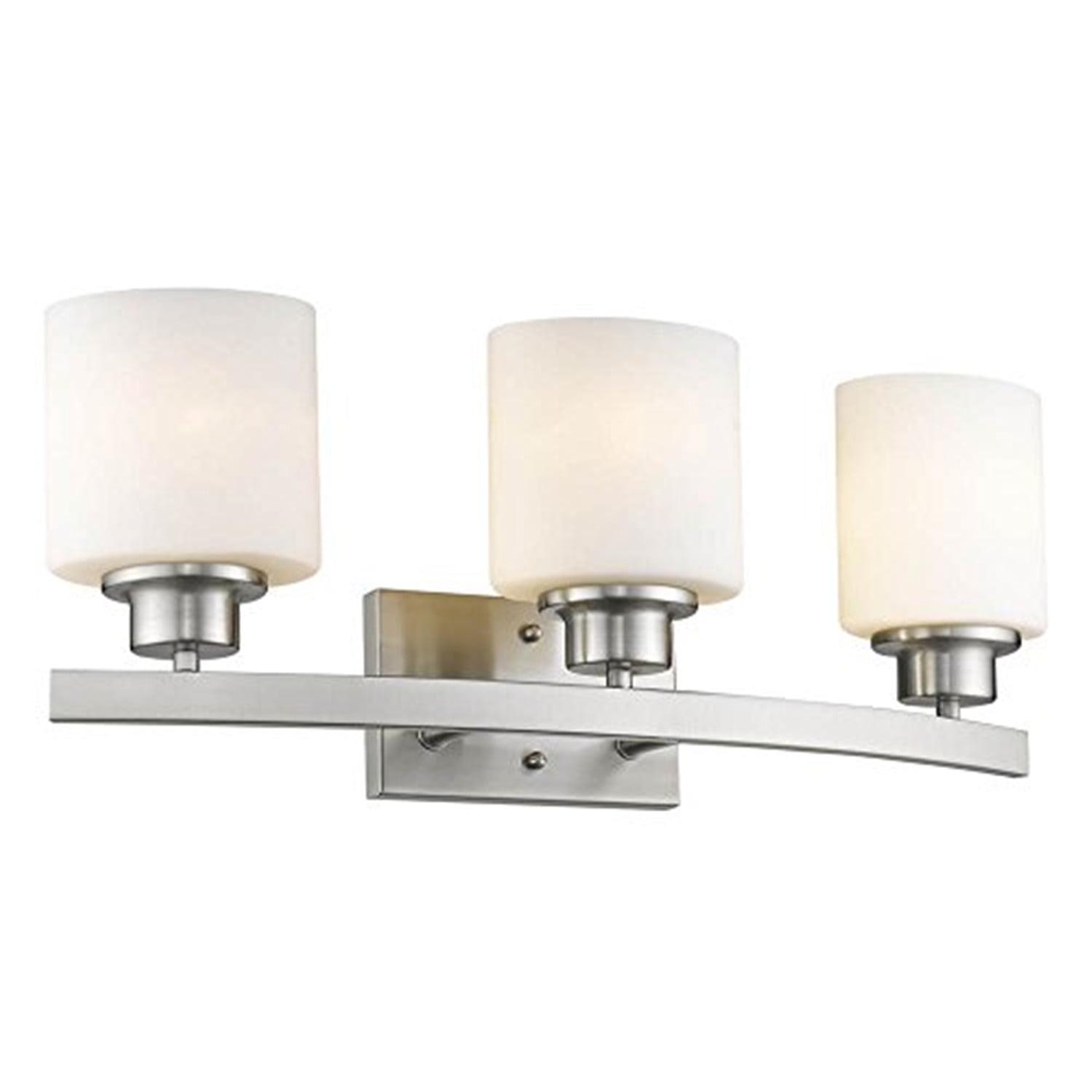 Chloe Lighting Aaliyah Contemporary 3 Light Brushed Nickel Bath Vanity Light Opal White Glass 23" Wide