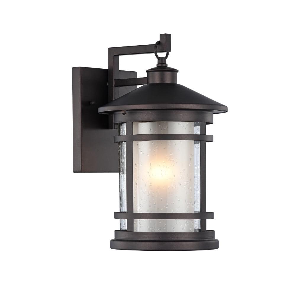 Transitional Etched Glass & Oil-Rubbed Bronze Outdoor Sconce, 14" Height