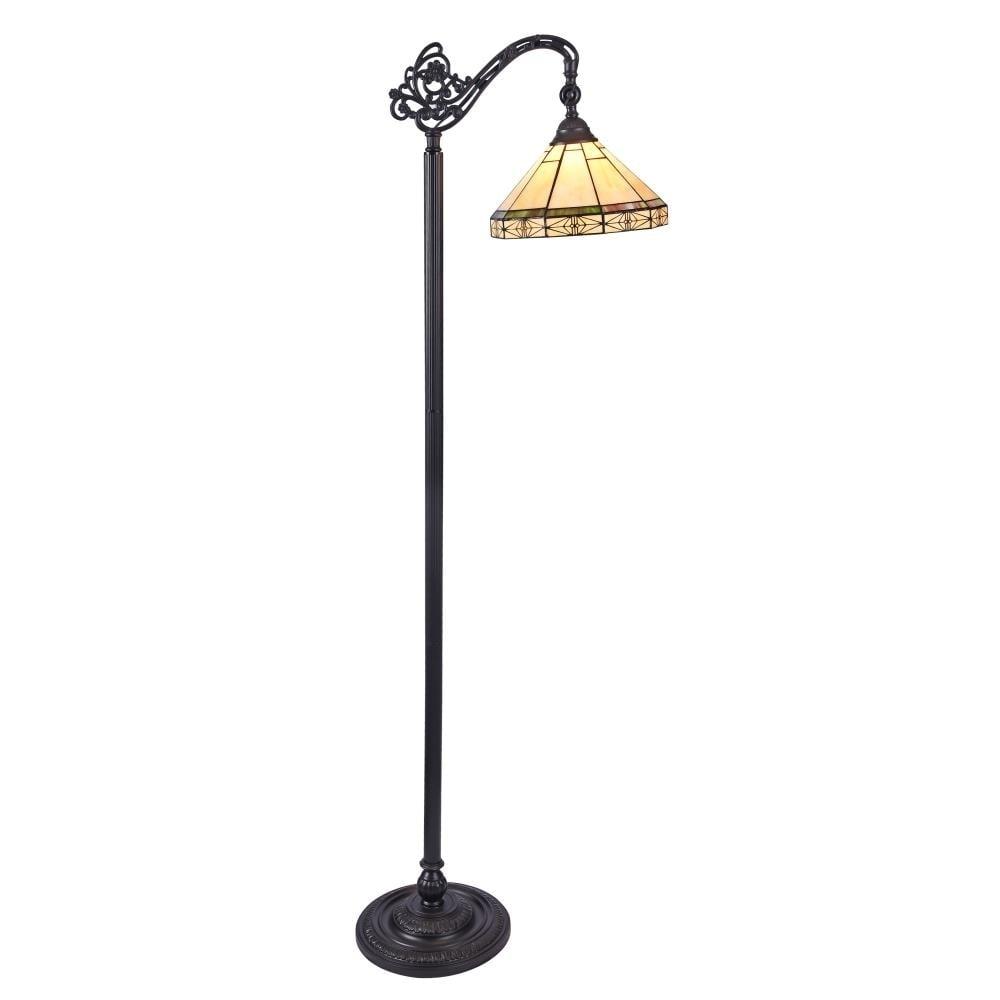 Belle Tiffany-Style Bronze Stained Glass Reading Floor Lamp