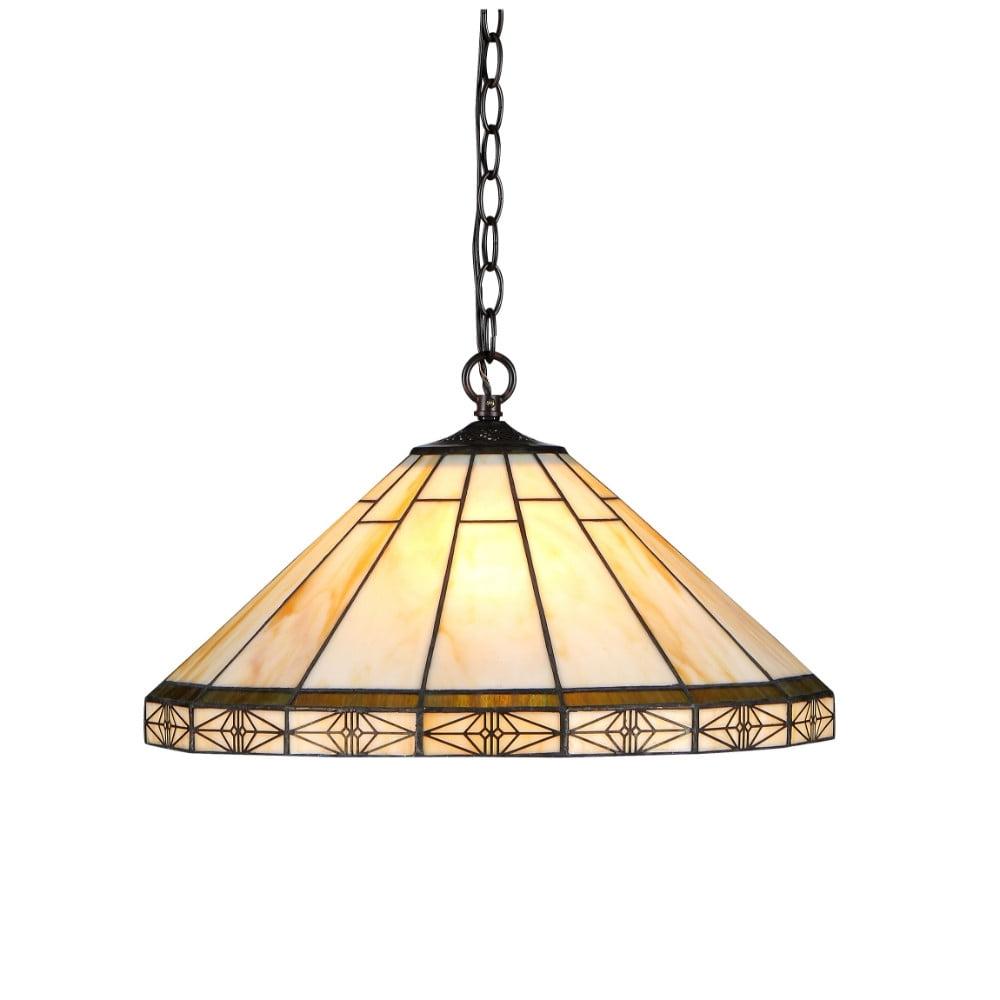 Belle Bronze Stained Glass 2-Light Ceiling Pendant