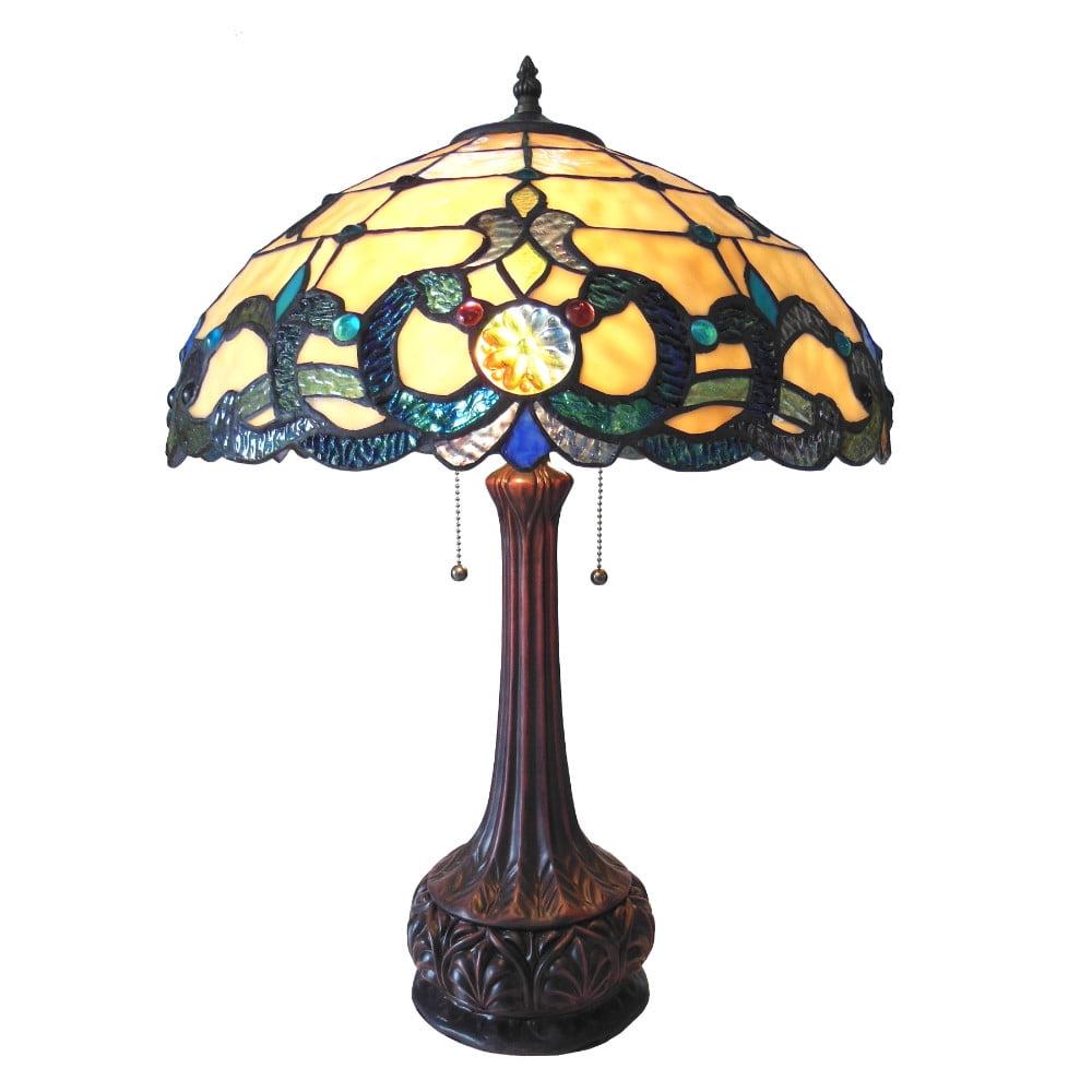 Victorian Elegance 18" Bronze Stained Glass Table Lamp