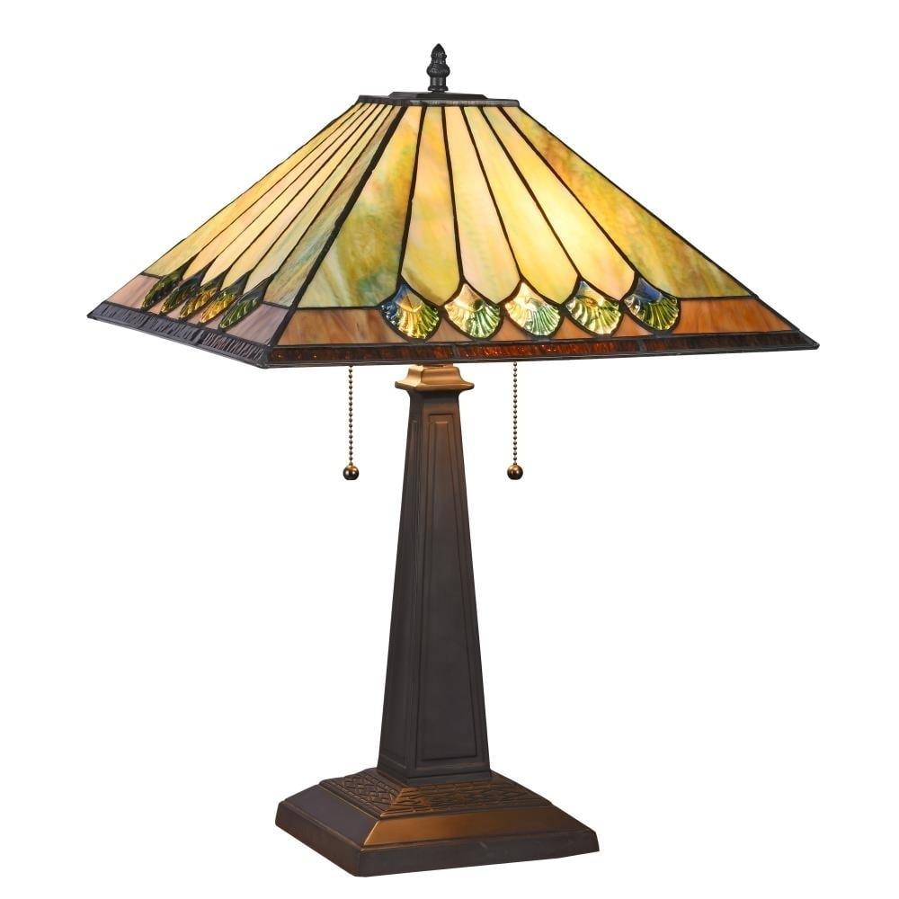 Graham Mission-Style Bronze Table Lamp with Stained Glass Shade