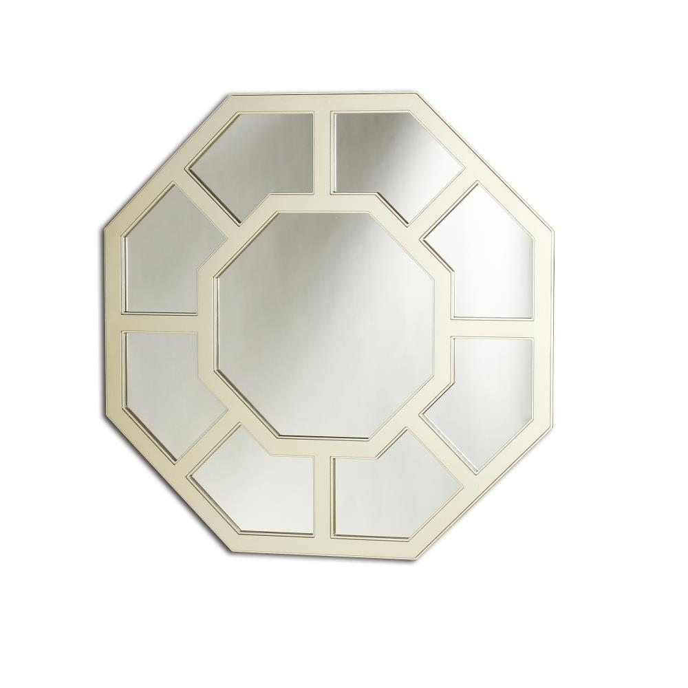 Kinley Contemporary Octagonal Silver Metal Wall Mirror 24x24