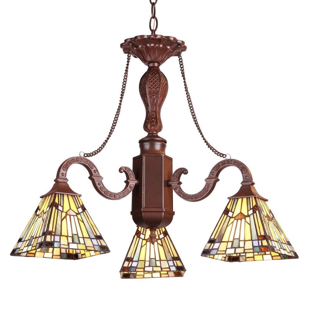 RADIANCE Goods Tiffany-Style Mission 3 Light Mini Chandelier 23" Wide