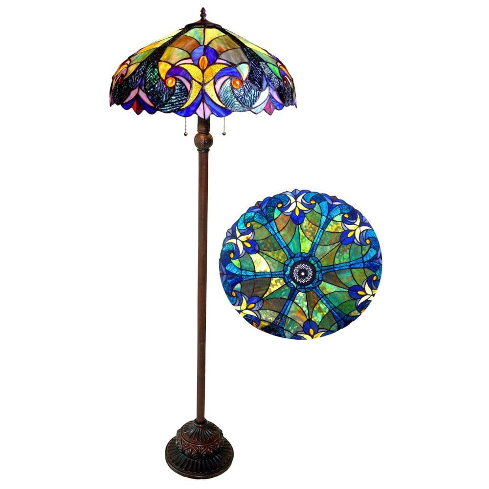 Eloise 62'' Victorian Bronze Floor Lamp with Multicolor Stained Glass
