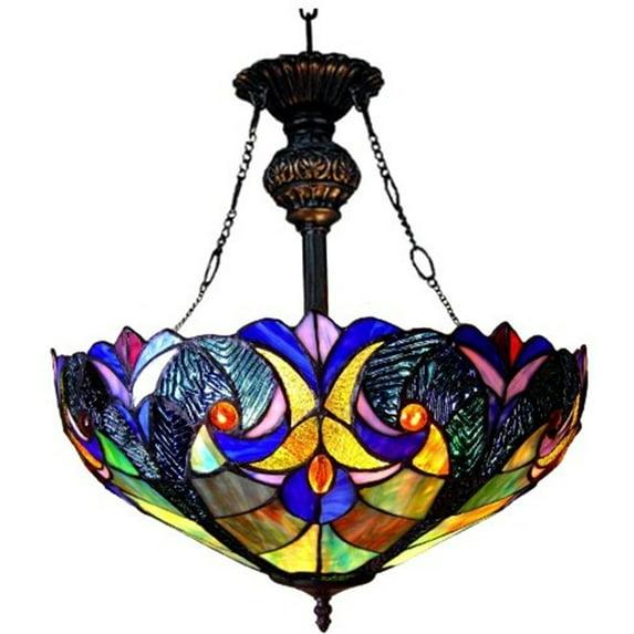 Chloe Lighting CH18780VT18-UH2 Liaison Tiffany-Style 2 Light Victorian Inverted Ceiling Pendant 18`` Shade