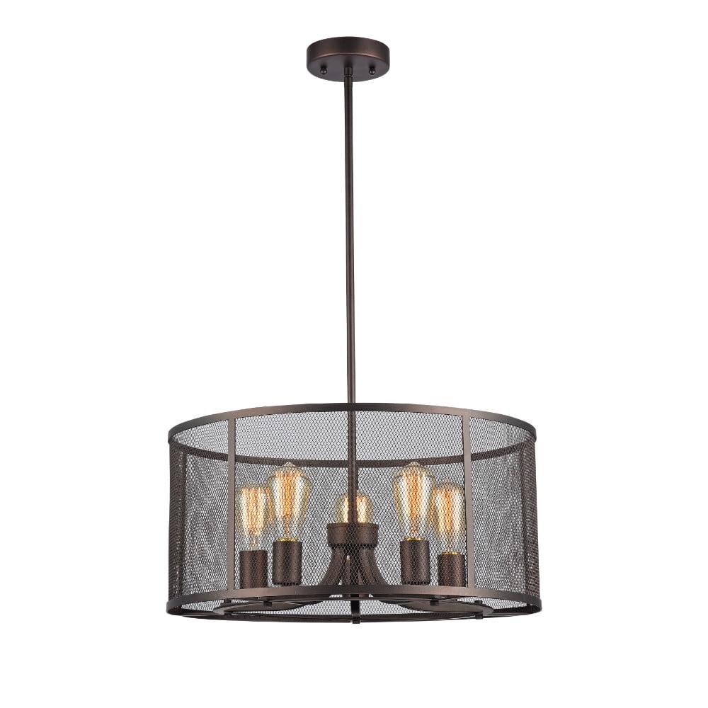 Industrial Bronze 5-Light Metal Mesh Ceiling Pendant