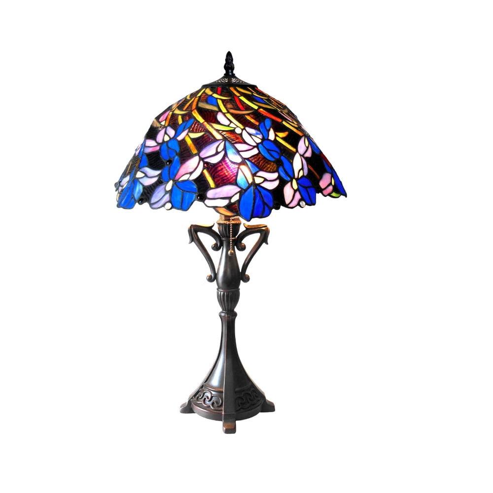 Natalie Iris Bronze Finish 19" Stained Glass Table Lamp