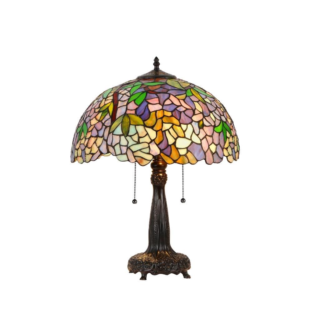 Phoebe 17" Multicolor Stained Glass Table Lamp with Bronze Base