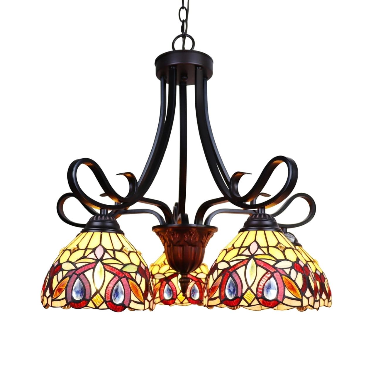 Chloe Lighting Serenity Victorian Tiffany-Style Dark Bronze 5 Light Large Chandelier 25" Wide
