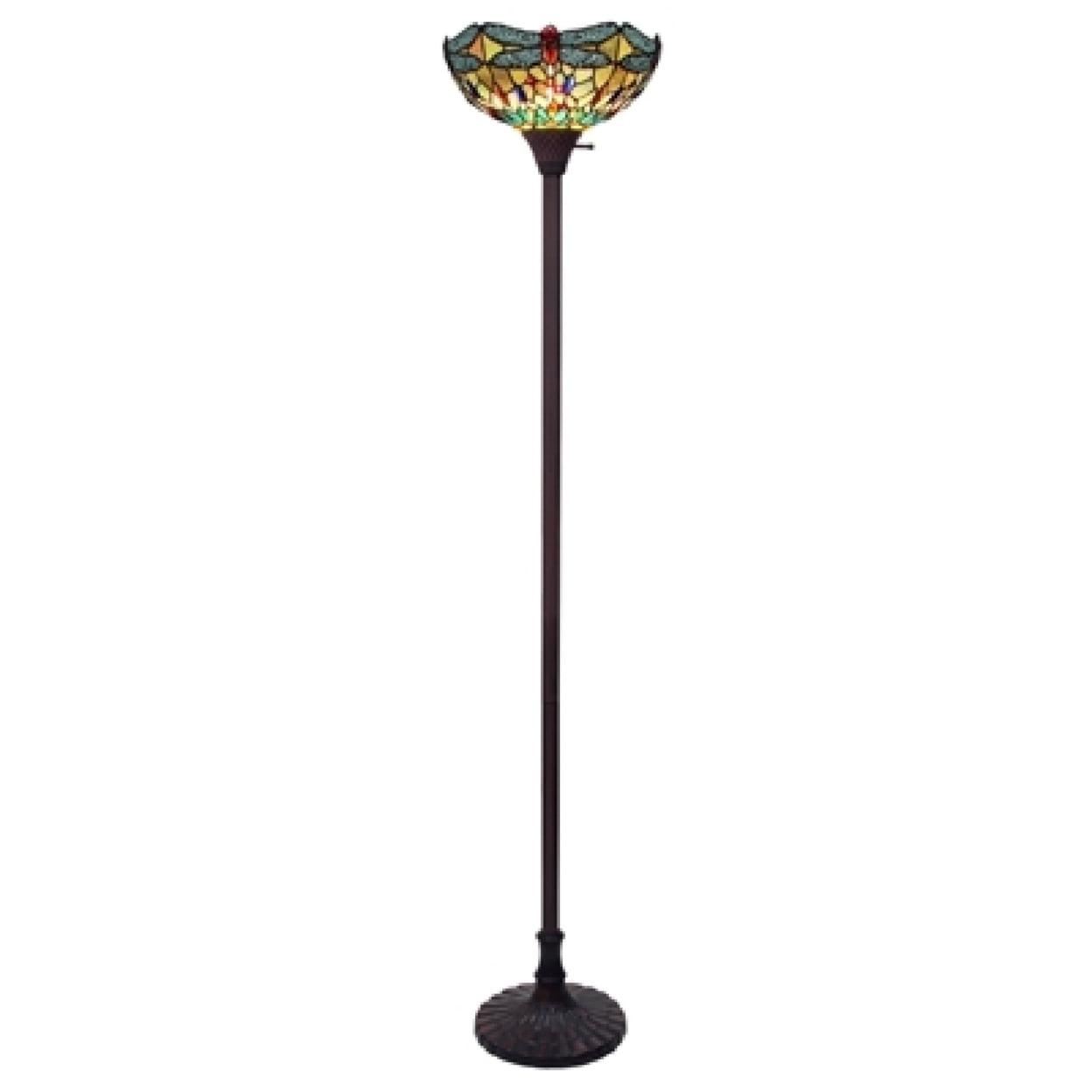 CHLOE Lighting VINCENT Tiffany-style Dark Bronze 1 Light Torchiere Lamp 14" Shade