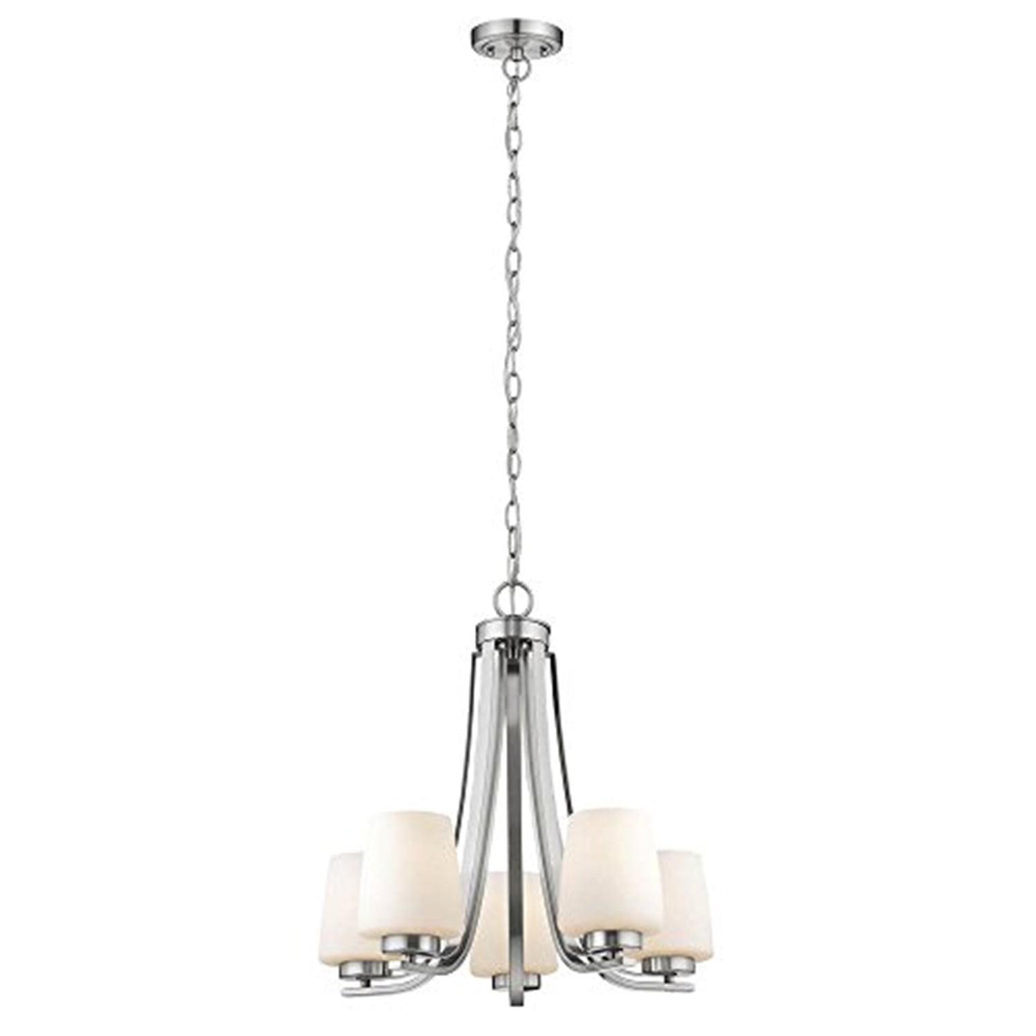 Olivia Brushed Nickel 22" Wide Mini Chandelier with Etched White Shades