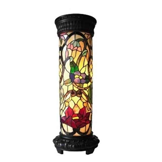 Chloe Lighting Roselle Tiffany-Glass 2 Light Floral Pedestal Light Fixture 30"Tall
