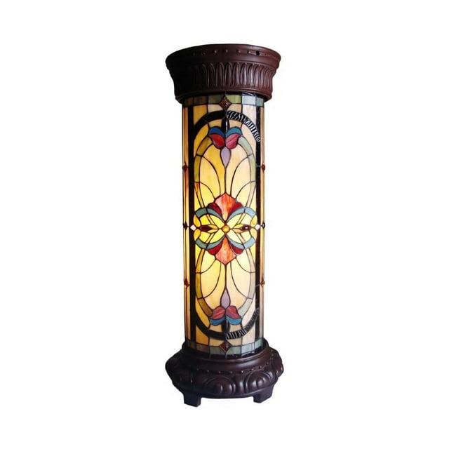 Chloe Lighting Ruby Spectacle Tiffany-Glass 2 Light Victorian Pedestal Light Fixture 30" Tall