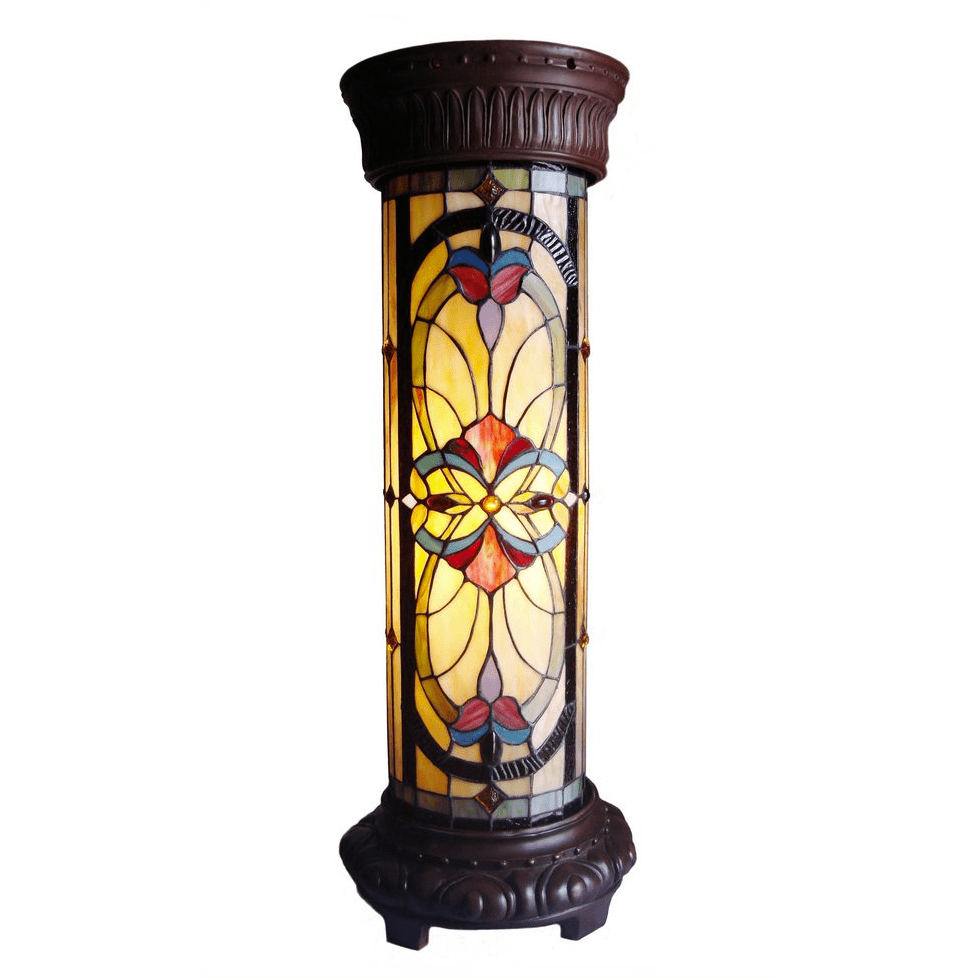 Chloe Lighting Ruby Spectacle Tiffany-Glass 2 Light Victorian Pedestal Light Fixture 30" Tall