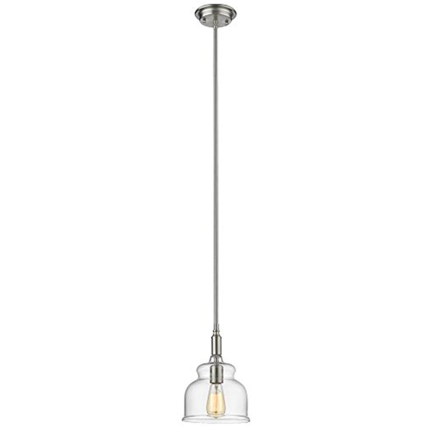 Zoe Transitional Brushed Nickel 8" Mini Pendant with Clear Glass