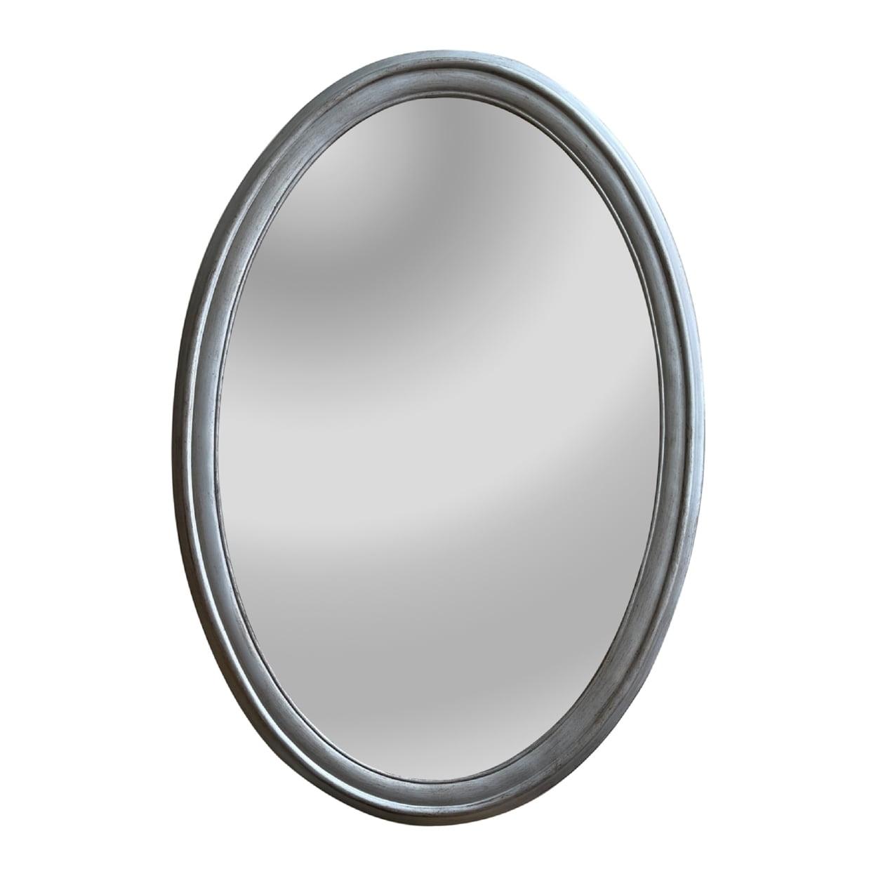 Elegant Silver Finish Oval Vanity Wall Mirror 34" Tall