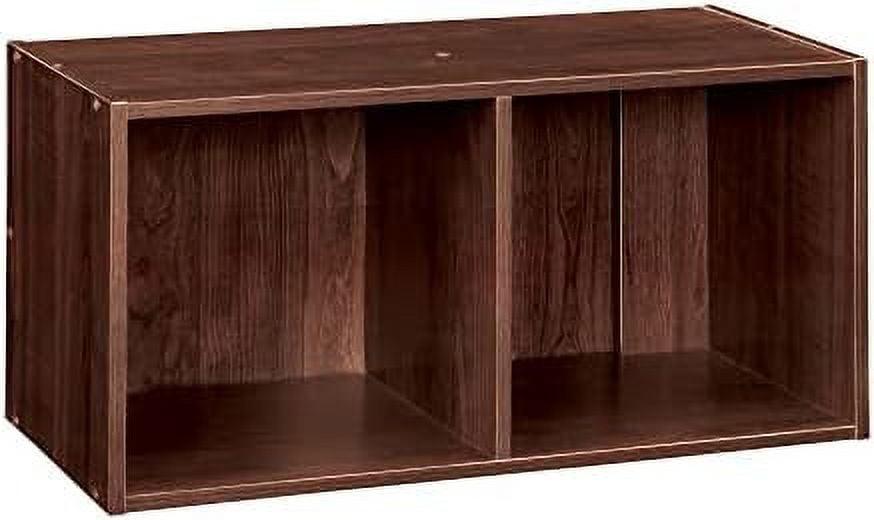 Dark Cherry 24.6" Laminated Wood 2-Cube Bookcase Organizer