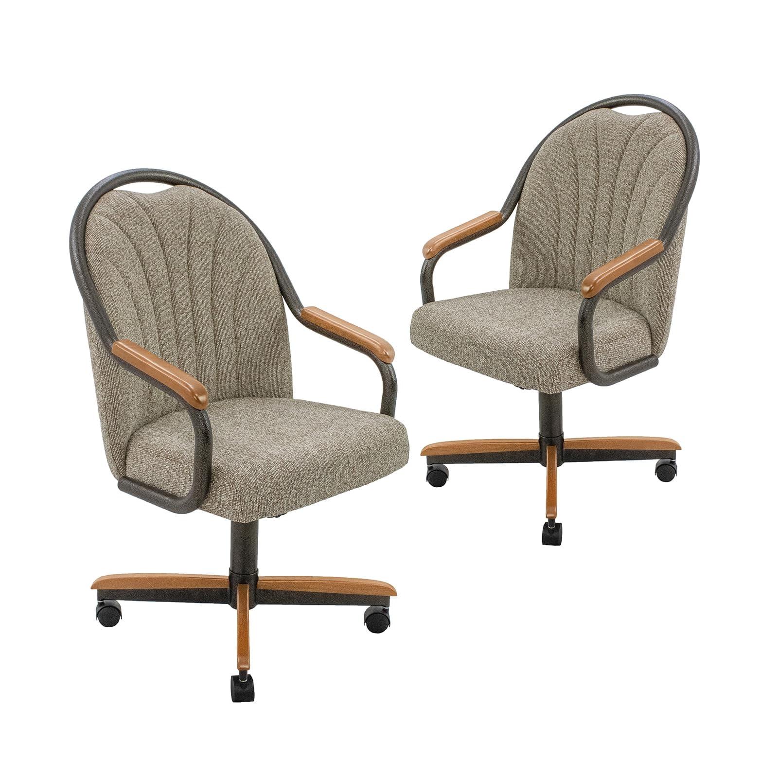 Chromcraft Douglas Swivel Dining Chair in Chestnut and Texture Bronze (Set of 2)