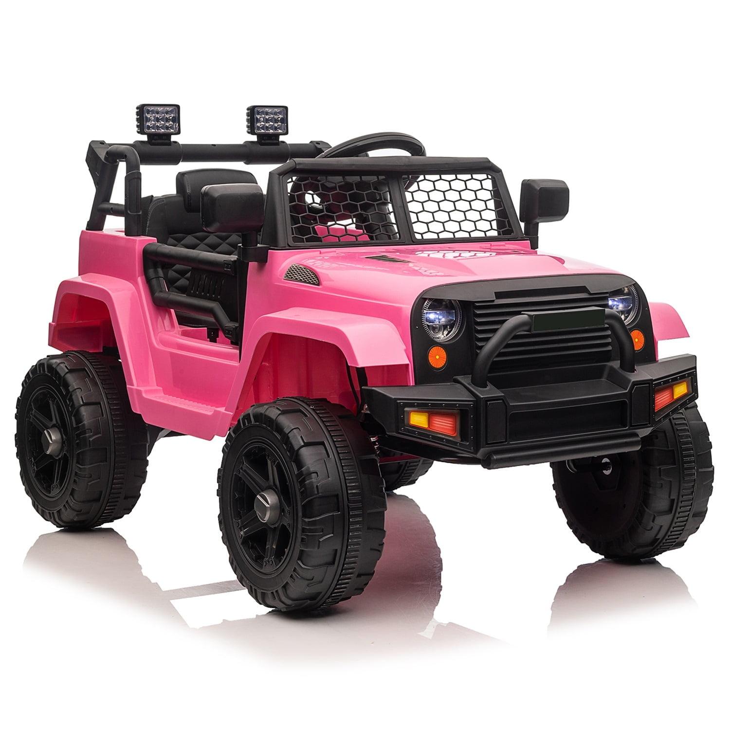 CIPACHO 12V Kids Ride On Car Truck, Battery Powered Vehicle with Remote Control, LED Lights, MP3 Music, Toy Gift for Children, Pink