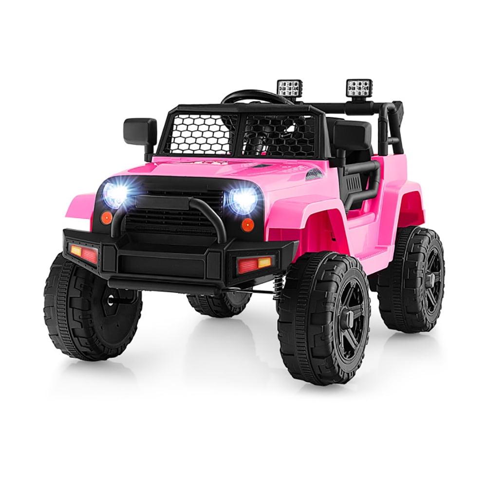Costway 12V Kids Ride On Car Electric Vehicle Jeep with Parental Remote Music Horn Headlights Slow Start Function Pink