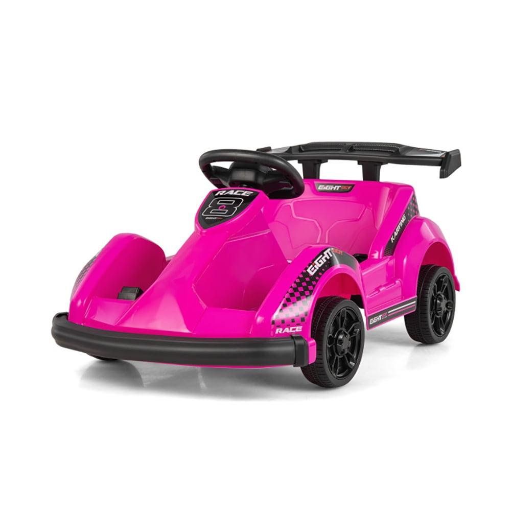 Costway 6V Electric Go Kart for Kids Electric Ride On Car w/ 2.4G Remote Control w/Soft Start Sound and Music Function Pink