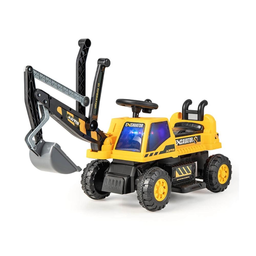 Kids Yellow 6-Volt Ride-On Excavator with Shovel