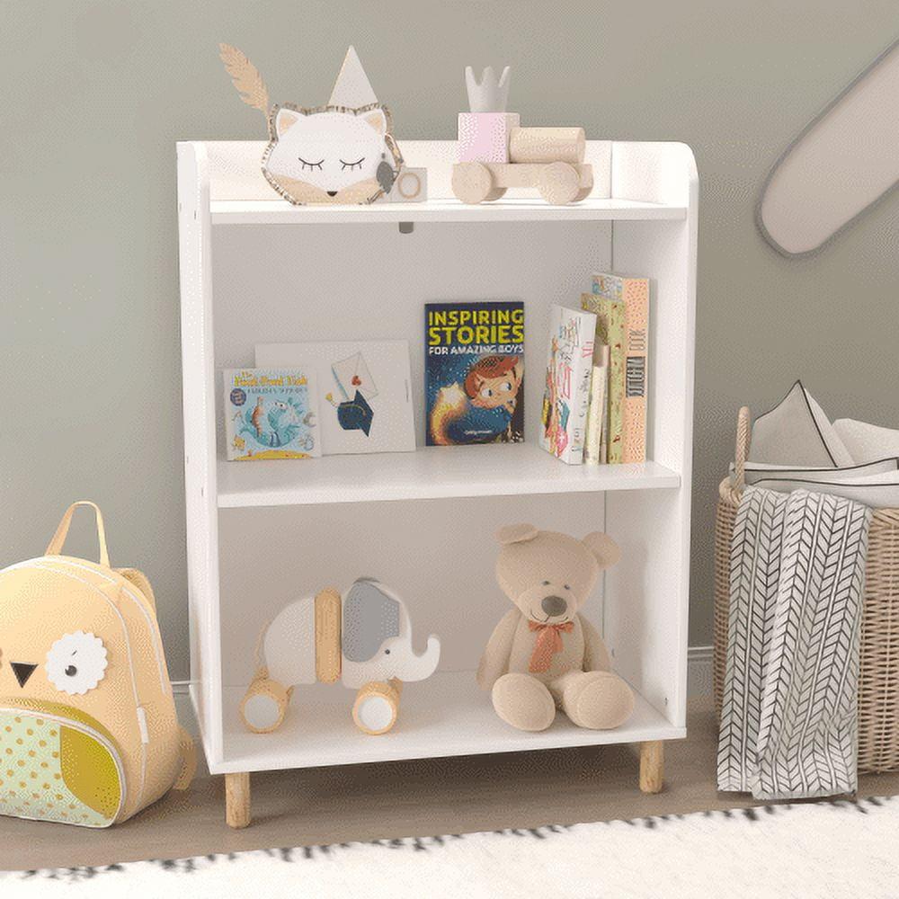 Kids Bookshelf, 3-Tier Children's Book Display, Toy Storage Cabinet Organizer Bookcase for Kid's Room, Playroom, Nursery and Kindergarten, White