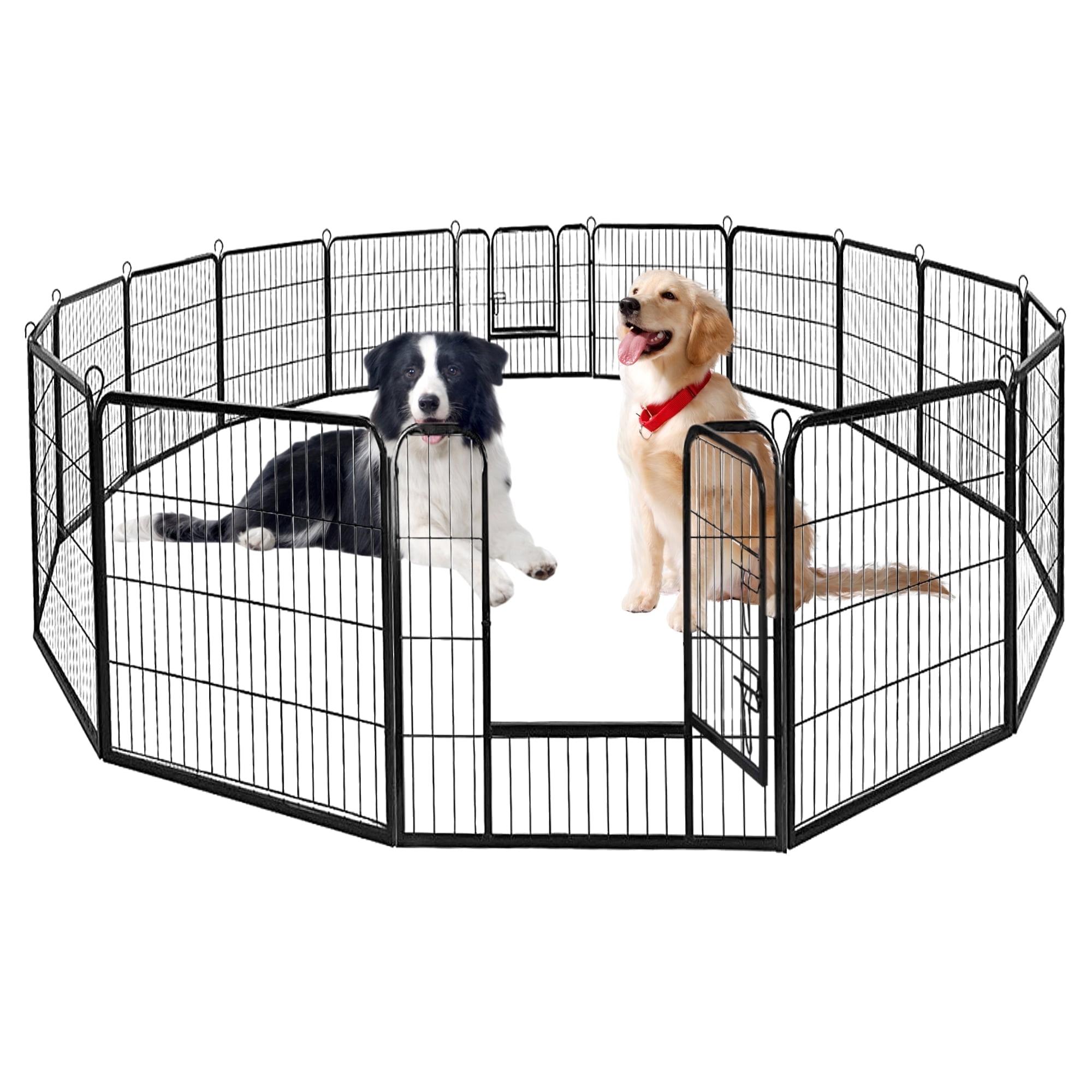 FDW Dog Playpen Pet Dog Fence 32" Height 16 Panels Metal Dog Pen Outdoor Exercise Pen with Doors for Large/Medium /Small Dogs Camping,Yard