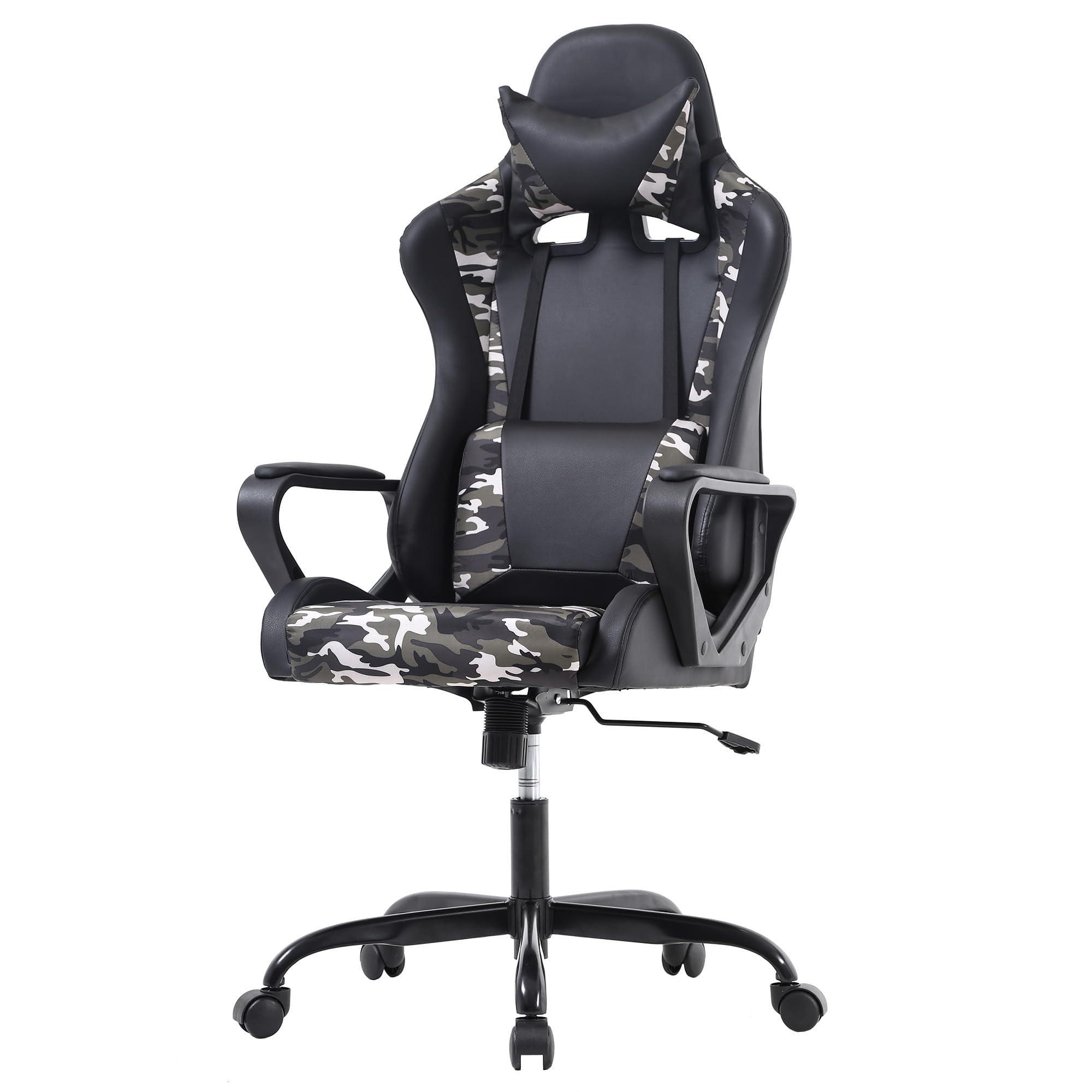 BestMassage Gaming Chair High-Back Office Chair with Lumbar Support Massage Function and PU Leather Rolling Swivel Chair for Adults and Teens, Camo