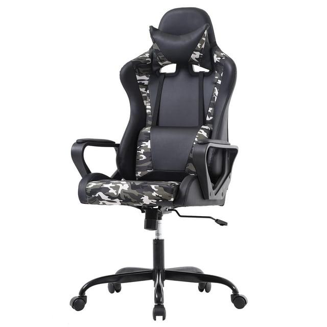 BestMassage Gaming Chair High-Back Office Chair with Lumbar Support Massage Function and PU Leather Rolling Swivel Chair for Adults and Teens, Camo