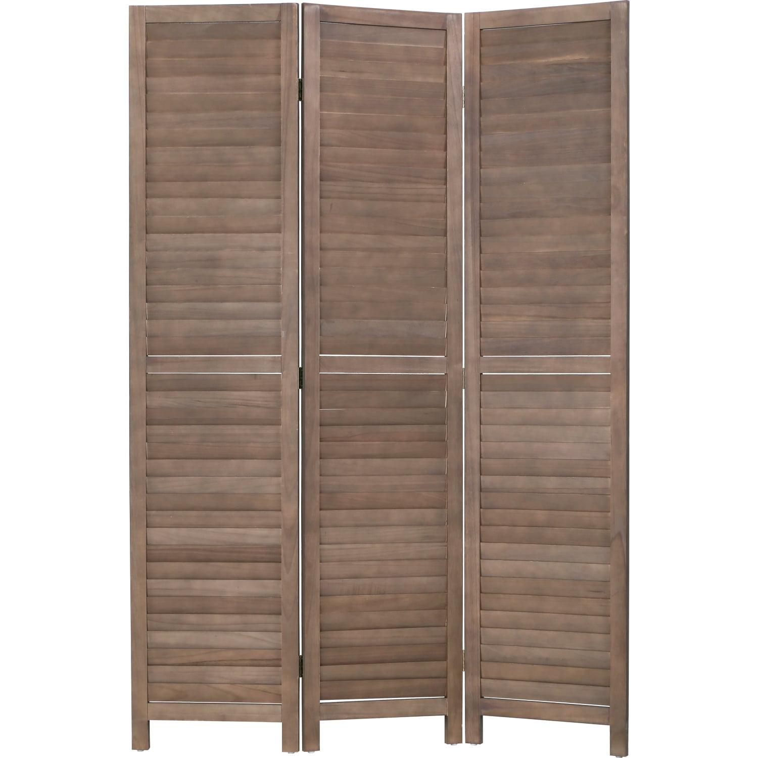 Brown 3-Panel Folding Wood Privacy Room Divider