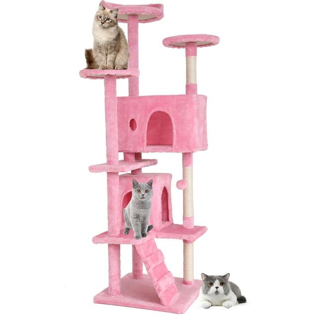 Tucker Murphy Pet™ Cat Tree With Large Top Perch, Plush Hammock, Cat Shelves And Dangling Pompom, Cat Scratching Posts And 2 Condos Houses