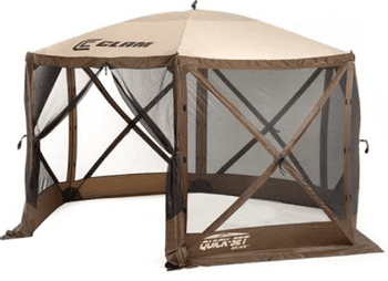 CLAM Quick-Set Pavilion Portable Pop-Up Outdoor Camping Gazebo Screen Tent Sided Canopy Shelter with Ground Stakes & Carry Bag