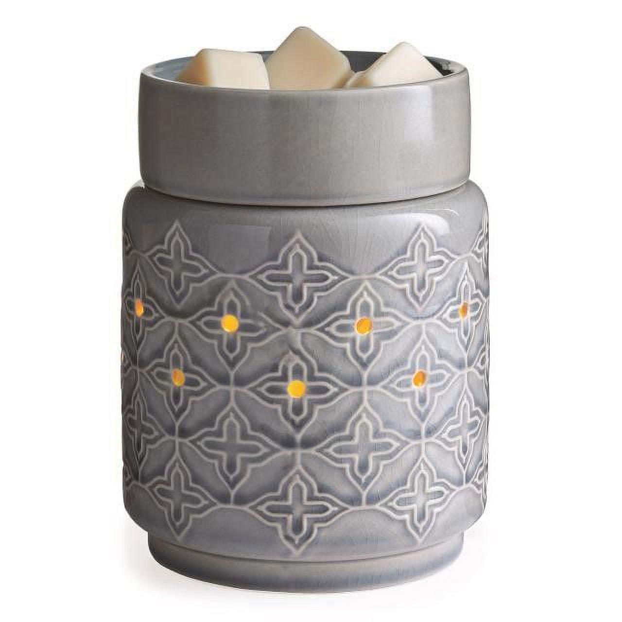 Quatrefoil Grey Crackle Glass Illumination Fragrance Wax Melt Warmer