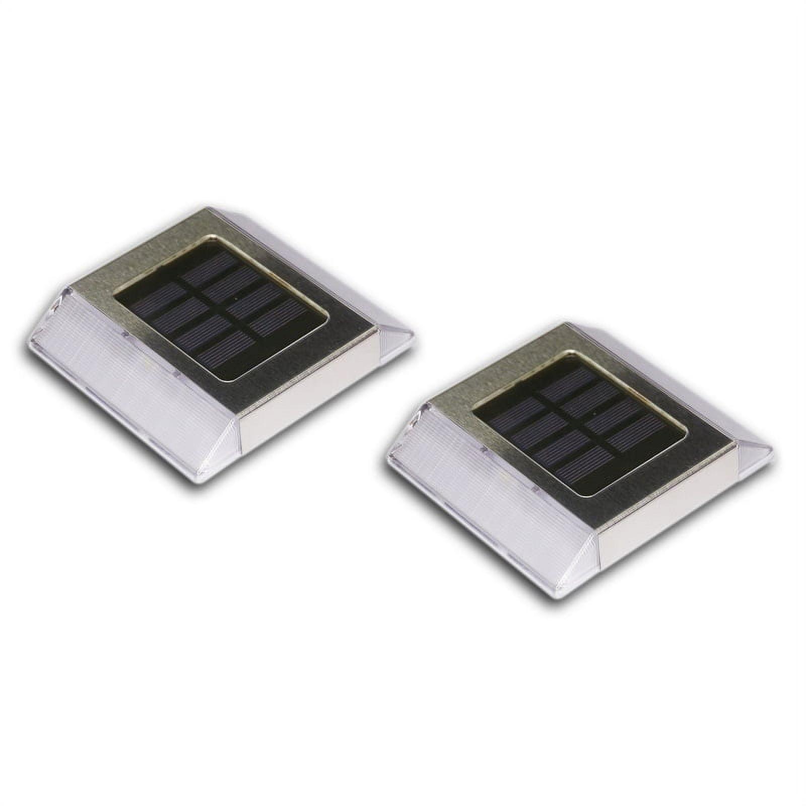 Stainless Steel Solar LED Pathway Lights with Dusk to Dawn Sensor, Set of 2